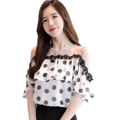 

Fashion Women Dot Print Chiffon Blouse Shirt