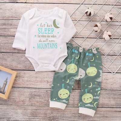 

2PC Toddler Kids Baby Boys Letter Print Tops Star Moon Print Pants Outfits Set