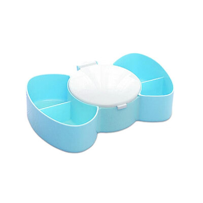 

Table Cosmetics Organizer Box with Mirror Household Storage Box Blue