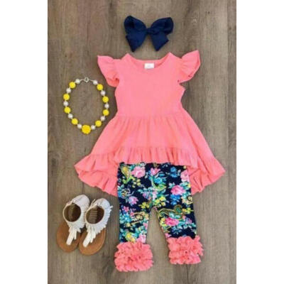

US Boutique Kids Baby Girls Vest Top Dress Flower Leggings Pants Outfits Clothes