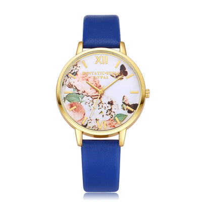 

LVPAI Luxury Leather Women Dress Watches Wristwatch Fashion Flower Butterfly Ladies Bracelet Female Round Clock Quartz Watch 533