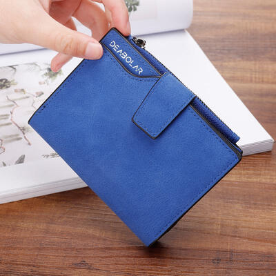 

Fashion Portable Small PU Leather Zipper Short Wallet Change Purse Cash Coin Pocket Pouch For Students Girls