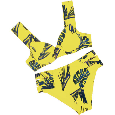 

Roseonmyhand Women Knotted Padded Thong Bikini High Waisted Scoop Swimsuit Beach Swimwear