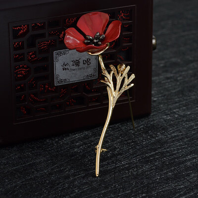 

2019 latest design brand creative red flower brooch generous minimalist clothing accessories badge gift for women