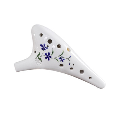 

12 Holes Round Head Ceramic Ocarina Alto C Hand Painted Musical Instrument with Lanyard Music Score Protective Bag For Music Lover
