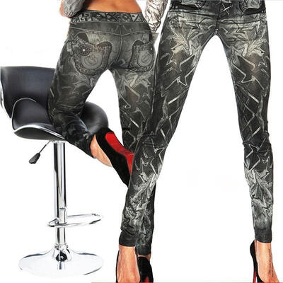

Fashion Jeggings Jeans Look Printed Leggings Women&39s Pants Stretchy Skinny