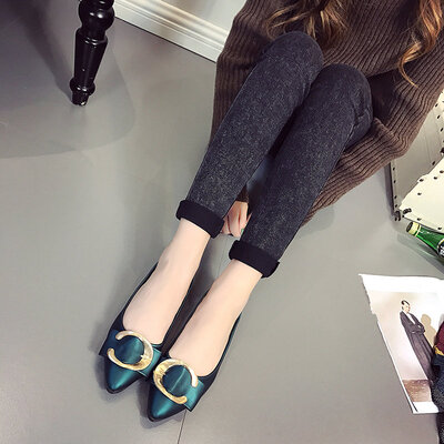 

Spring - Autumn single - pointed flat - bottom shoes women shallow flat heel shoes womens soft - bottomed work shoes womens bean