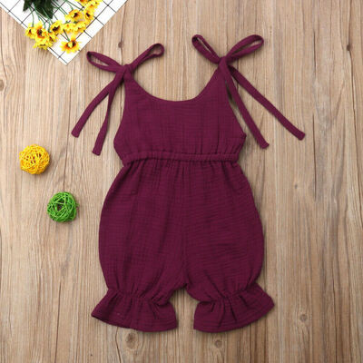

Baby Girl Solid Romper Kids Suspender Pants Toddler Jumpsuit Playsuit Sunsuit
