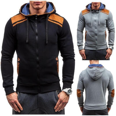 

New Plain Mens Hoodie Warm Fleece Zip Up Jacket Sweatshirt Hooded Top Casual