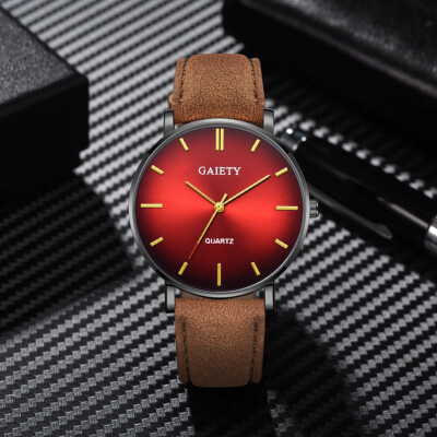 

Gobestart Fashion Simple Casual Mens Watch Business Leather With Strap Mens Watch