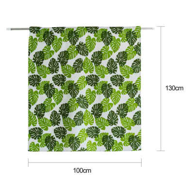 

European style Short Curtain Half Blackout Printed Green Big Leaves Curtains Short Blinds Rod Pocket for Small Window