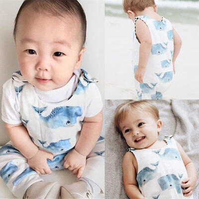 

Newborn Baby Boys Girls Whale Romper Bodysuit Jumpsuit Outfit Infant Clothes Set