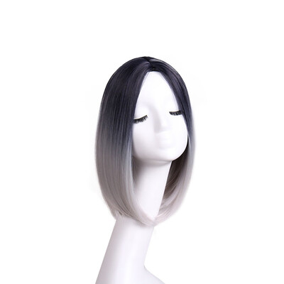 

〖Follure〗Fashion Women Short Bob Gradient 2 Colored Full Natural Human Straight Hair Wig