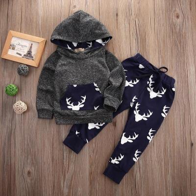 

Newborn Toddler Baby Boys Girls Hoodie Deer T-shirt TopPants 2pcs Outfits Set