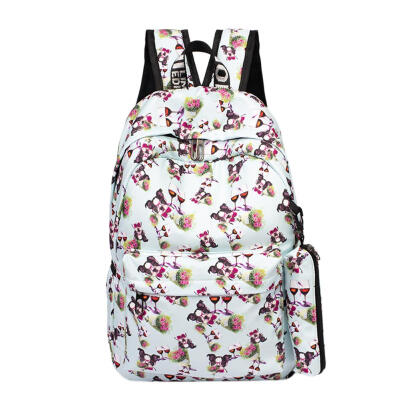 

Women Girl Print School Rucksacks Canvas Travel Backpacks Shoulder Handbags