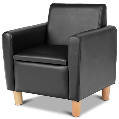

Single Kids Sofa Armrest Chair w Storage Box-Black