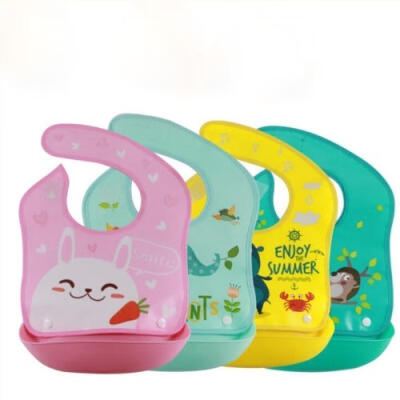 

Lovely Waterproof Babys Bibs SiliconePlastic Bib Apron Baby Feeding Food Catcher