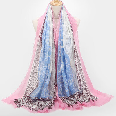 

New retro art national wind cotton&linen scarf female foreign trade color printing scarves shawl wholesale