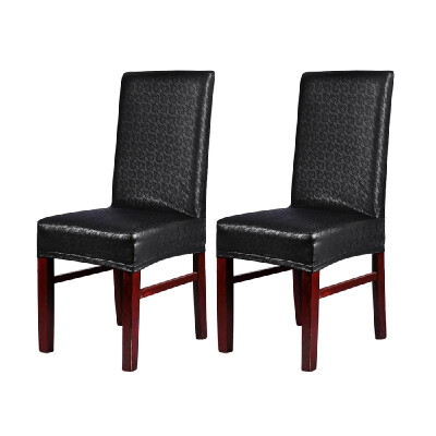 

2pcs One-piece PU Leather Lace Pattern Dining Chair Seat Covers Waterproof Oilproof Dustproof Stretchable Chair Slipcovers Protect