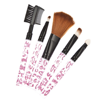 

5 PCS New Makeup Professional Brush Cosmetic Brushes Set Leopard Tool