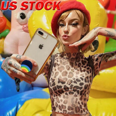 

Women Leopard Short Sleeve Summer Crop Top Vest Casual Tank Tops T-Shirt