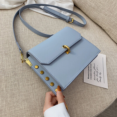 

Qiao Bani 2019 new Korean chic fashion retro style simple contrast color flip bag shoulder diagonal cross tide handbag