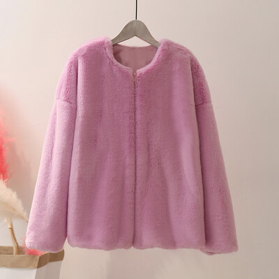 

Tailored Women Fashion Autumn Winter Long Sleeve Casual Warm Plush Short Coat