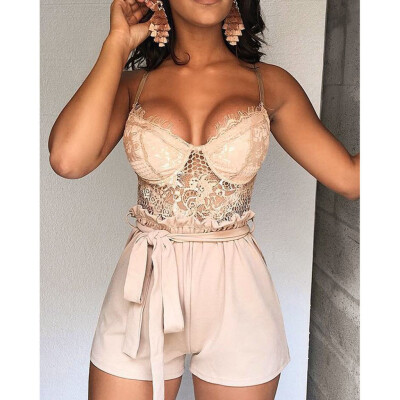 

Starmoon Summer Fashion Women Lace Jumpsuits Vest Tank Top Casual Playsuit Short Pants