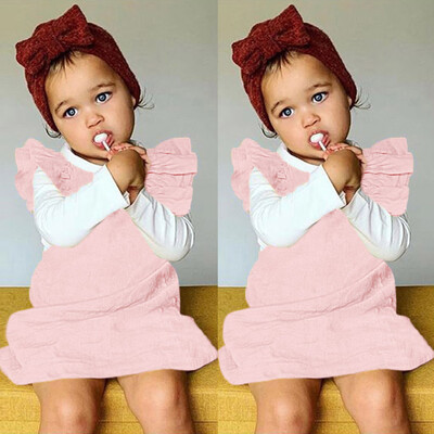 

Summer Newborn Baby Girls Sleeveless Ruffle Solid Dress Backless Dresses Clothes