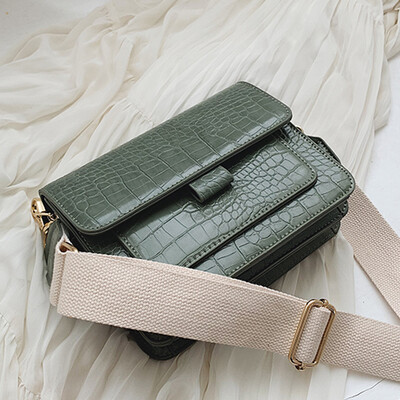 

Autumn new crocodile pattern womens bag 2019 new Korean fashion retro simple shoulder slung small square bag