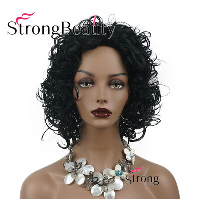 

StrongBeauty Women Synthetic Wig Hair Natural Medium length Curly Hair BlondeBlack Wigs Capless