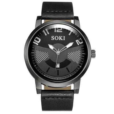 

Gobestart SOKI 2019 NEW Sport Watches Mens Quartz Clock Man Leather Wrist Watch