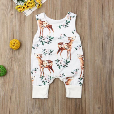

Newborn Baby Boy Girl Flower Deer Romper Jumpsuit Bodysuit Clothes Summer Outfit