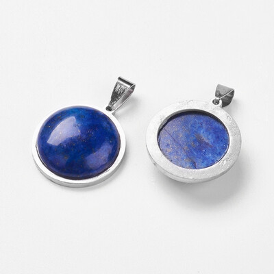 

Natural Lapis Lazuli Pendants with 304 Stainless Steel Findings Half Round 265x24x775mm Hole 4x9mm