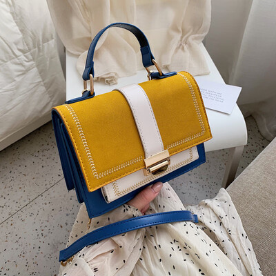 

Womens bag new Korean fashion contrast color matte small square bag fashion mobile wild shoulder Messenger bag