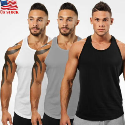 

Men Gym Muscle Shirt Tank Top Sports Bodybuilding Stringer Fitness Athletic Vest