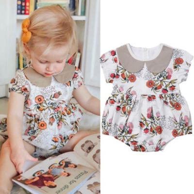 

Infant Baby Girl Short Sleeve Romper Floral Print Bodysuit Jumpsuit Tops Outfit Clothes 0-24M