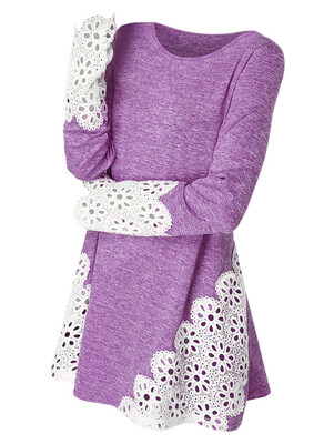 

Lace Panel Long Sleeve Top