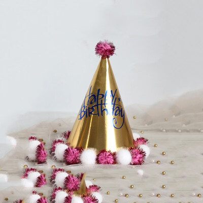 

FUNNYBUNNY Childrens Adult Birthday Hat Laser Reflective Sharp Corner Ball Cap Party Spigot Cap Crown Cap Fur Ball Cap