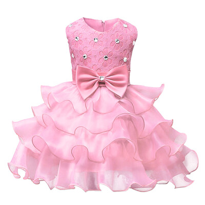

Kids Children Princess Formal Dress Girl Sleeveless Bowknot Diamond Dress