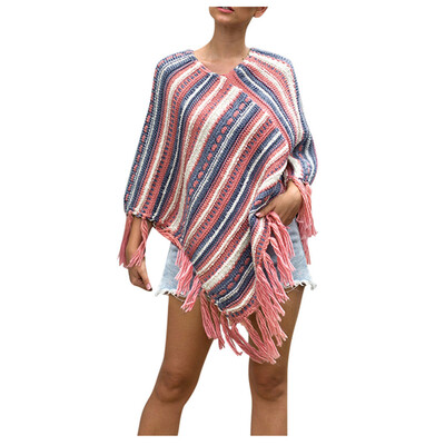 

Toponeto Women Winter Knitted Cashmere Poncho Capes Shawl Cardigans Sweater Coat