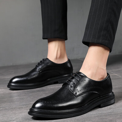 

Bullock mens shoes Korean version of the British tide shoes casual business dress shoes mens breathable black wedding shoes 3035-G