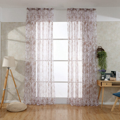 

Polyester Bright Flower Pattern Vines Leaves Tulle Door Window Curtains Drape Panel Sheer Scarf Valances Senior
