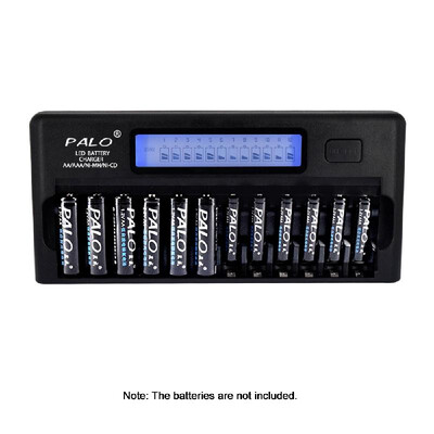 

PALO PL-NC30 Universal Intelligent Battery Charger 4 Inch LCD Display Speedy Smart Charger w 12 Battery Slots for 12V Ni-MH Ni-C