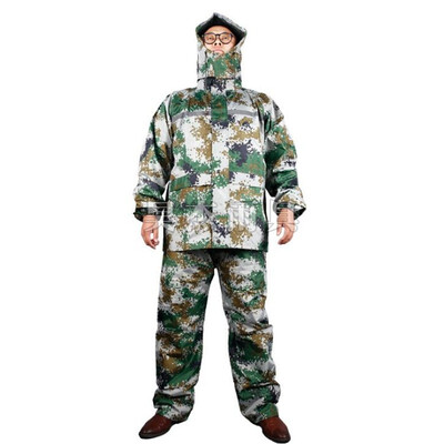 

HaoJie Men&women raincoat set camouflage thick split 12814