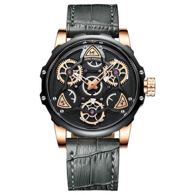

MINI FOCUS MF0249G Leather Strap Quartz Watches Male Luxurious Waterproof Sports Wristwatch