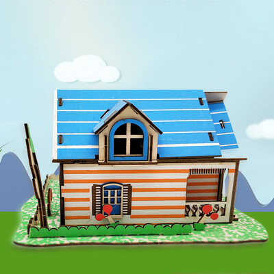 

Gotoamei Kids 3D wooden DIY Houses Jigsaw Children Castle Construction Pattern Puzzle Toy