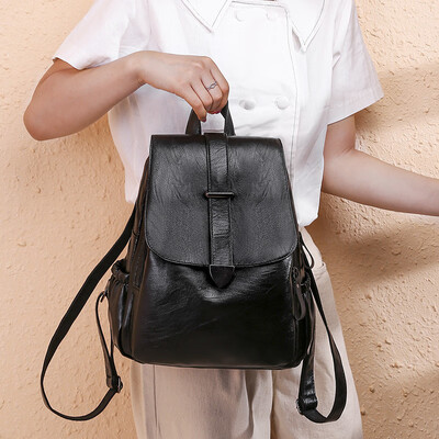 

Womens Shoulder Backpack Fashion Simple Womens Fashion 100 Sets Soft Leather Leisure Travel