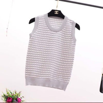 

Women Summer Casual Basic Sexy Print Knit U-Neck Bottoming Warm Sleeveless Vest Stretch Tank Tops