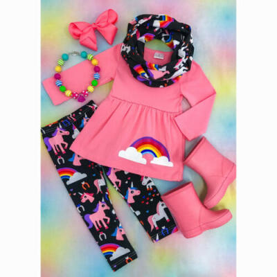 

Unicorn Kids Baby Girls Outfits Clothes T-shirt Tops Dress Long Pants 2PCS Set